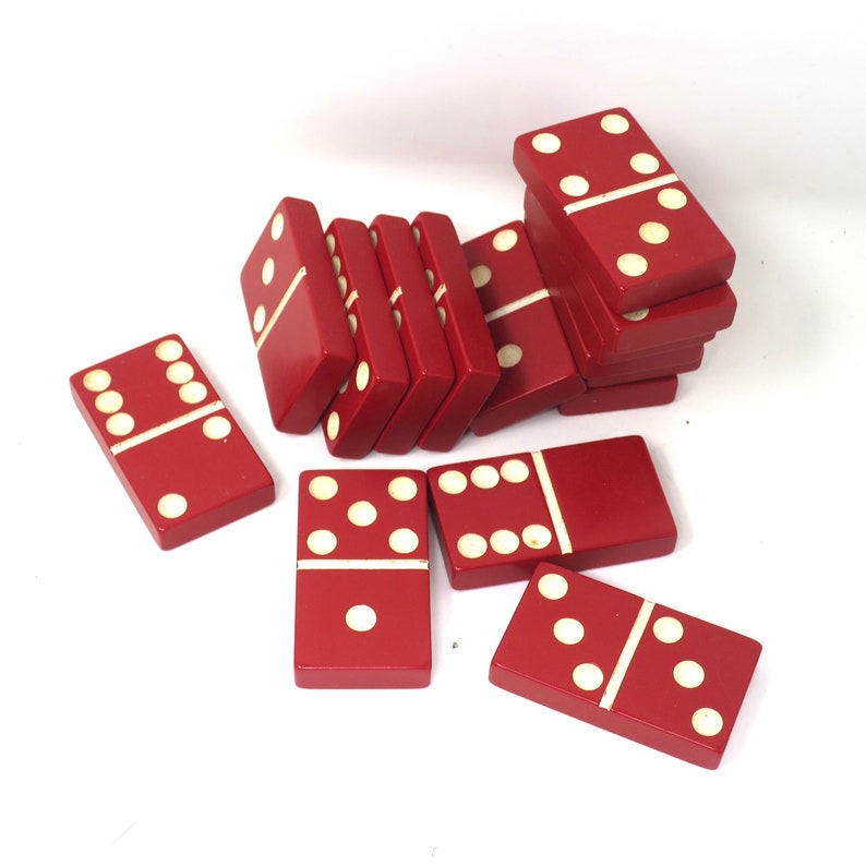 Vintage Red Bakelite Dominoes Pieces Jewelry Supply Etsy