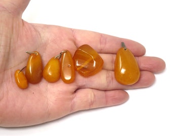Lot of Vintage Genuine Butterscotch Amber for Charms or Pendants, Repurpose