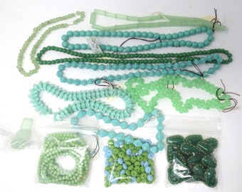 New Old Stock Vintage Czech Glass Green Beads