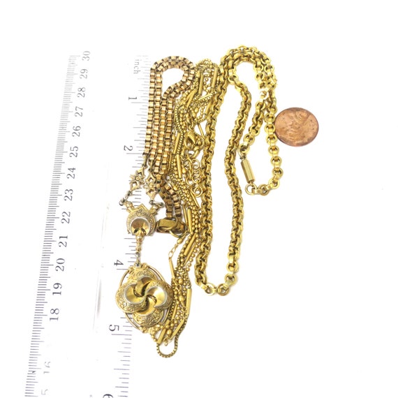 Vintage Gold Metal Chain Necklaces, Wear or Repur… - image 3