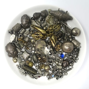 Vintage Silver Ethnic Charms, Pendants, Beads for Repurpose