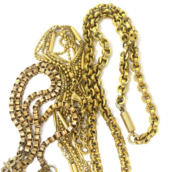 Vintage Gold Metal Chain Necklaces, Wear or Repur… - image 2