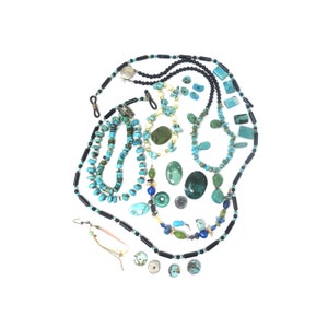 Vintage Turquoise Semi-Precious Stones Bracelets and Necklaces, Jewelry Parts, Repurpose