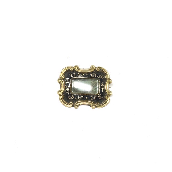 Georgian 1837 Gold Enamel Mourning Brooch Mourning