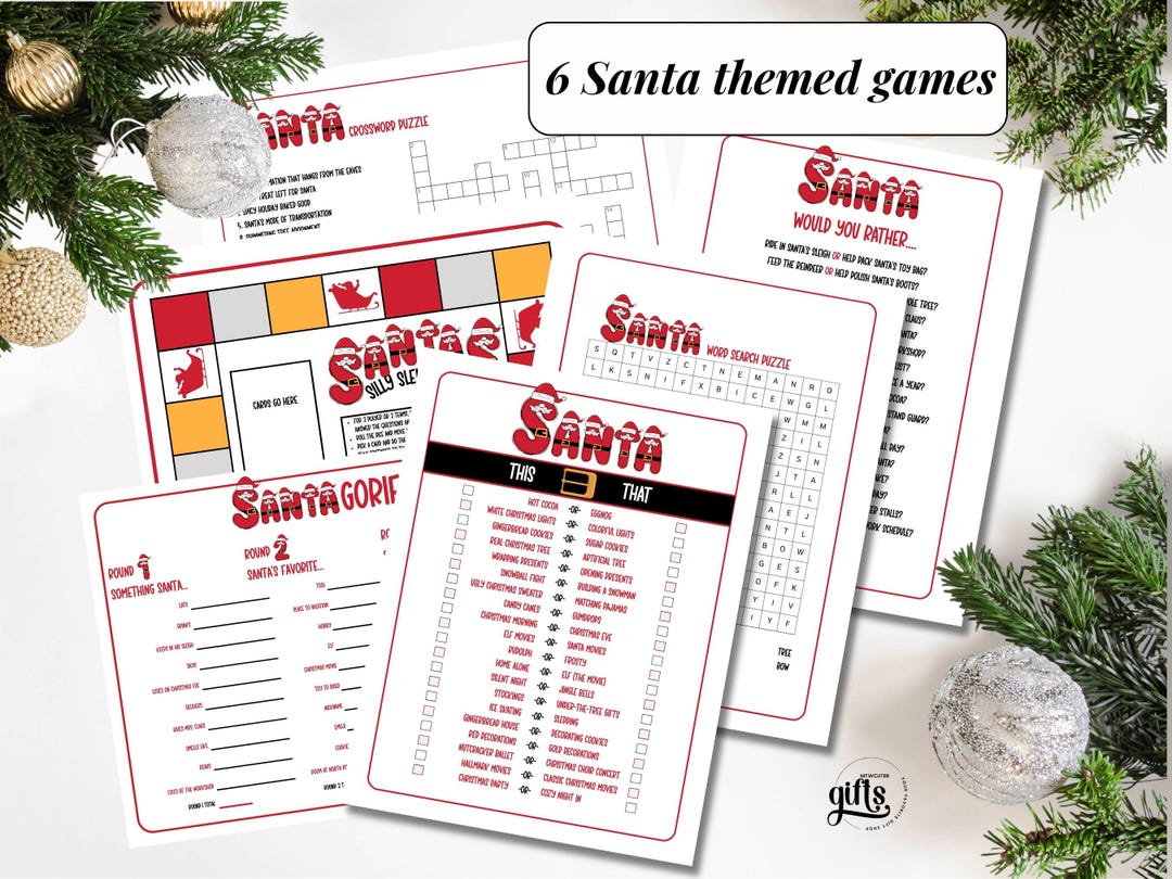 Santa Christmas Printable Game Bundle | Holiday Games & Activities ...