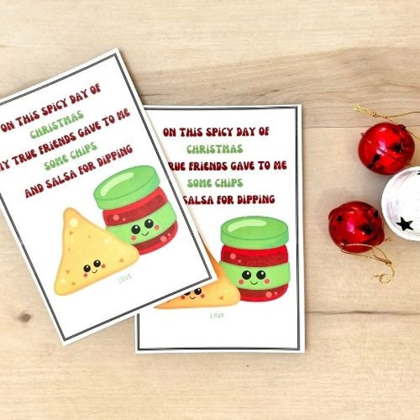 Christmas neighbor gift, Printable Holiday Neighbor Gift Idea, Teacher Employee Client Staff Gift Ideas, Chips and Salsa Gift Tag for Xmas