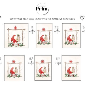 May include: A digital illustration of a nativity scene with Mary, Joseph, and baby Jesus in a manger. The scene is set against a beige background with a wooden frame and a red star.
