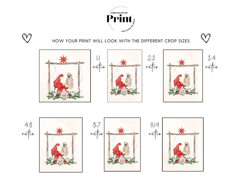 May include: A digital illustration of a nativity scene with Mary, Joseph, and baby Jesus in a manger. The scene is set against a beige background with a wooden frame and a red star.