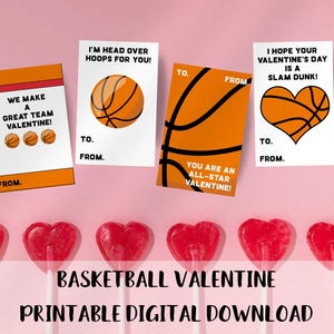 Boys Valentine Cards Basketball Theme Kids Valentine Cards | Basketball Valentine | Printable School Valentine | Sports Valentines Day Cards