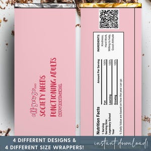 Back to School Candy Bar Wrapper, First day of High School College Funny Sarcastic, Parent Gift Digital Download Fun School Treats for Kids