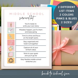 Middle School Survival Kit, Printable Back to School Gift Tags, Junior High Student Survival Kit, Fun Supplies for 6th 7th 8th Graders