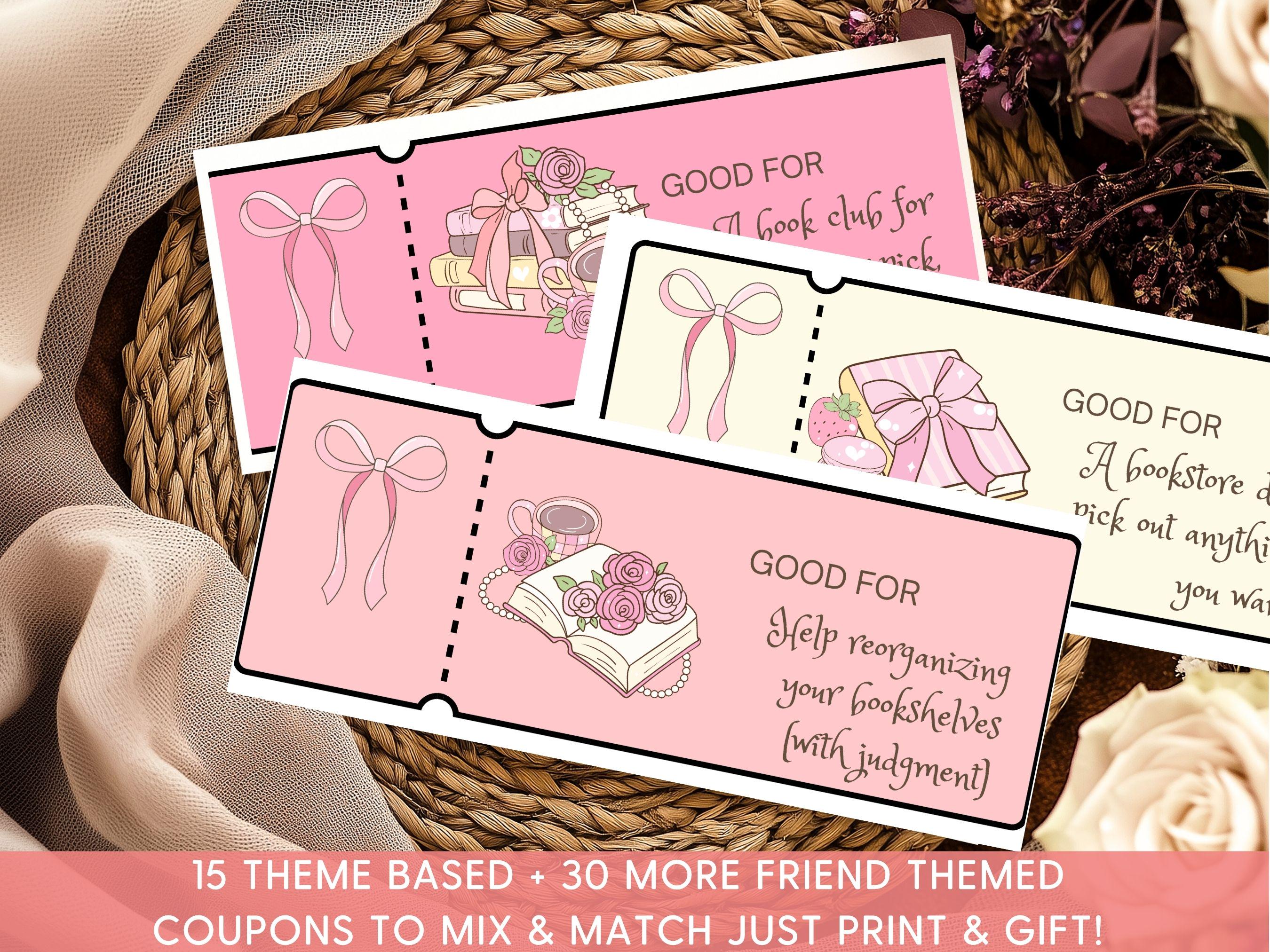Best Friend Coupon Book, Book Themed Vouchers, Unique Birthday ...
