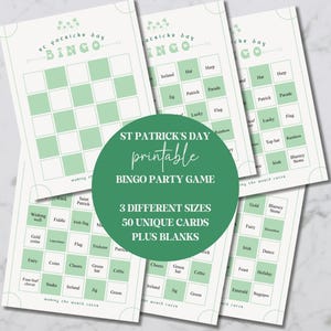 St Patricks Day Bingo Cards, 50 Unique Printable Bingo Cards for St. Patrick&#39;s Day, St Paddy&#39;s Activity for Classrooms, Irish Leprechaun Fun