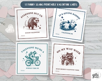 Slang Teen Valentine's Day Printable Cards, Tween Valentines Cards for Teen Boys and Girls, Funny Galentines Day Cards, Gen Alpha Slang