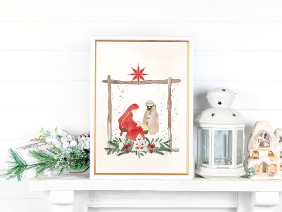 Holy Family Printable Art Nativity Printable Art Christmas Decor Nativity Scene Nativity Printable Nativity Wall Art Christmas Printable Art
