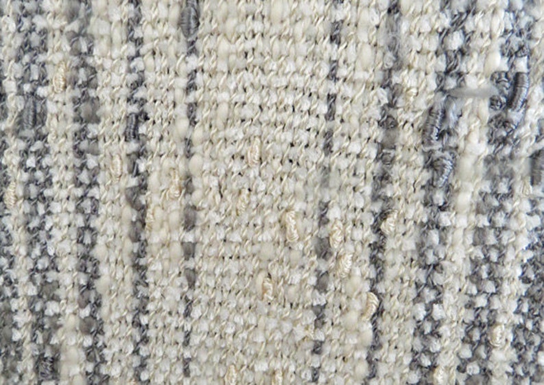 SCARF, Handwoven Cotton Rayon and Rayon Chenille,Narrow, Soft and Flowing,White and Grey image 3