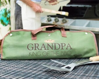 Personalised BBQ tool set gift for him, Grill gift set for boyfriend, Wooden BBQ set perfect Christmas gift for husband, Father's day gift