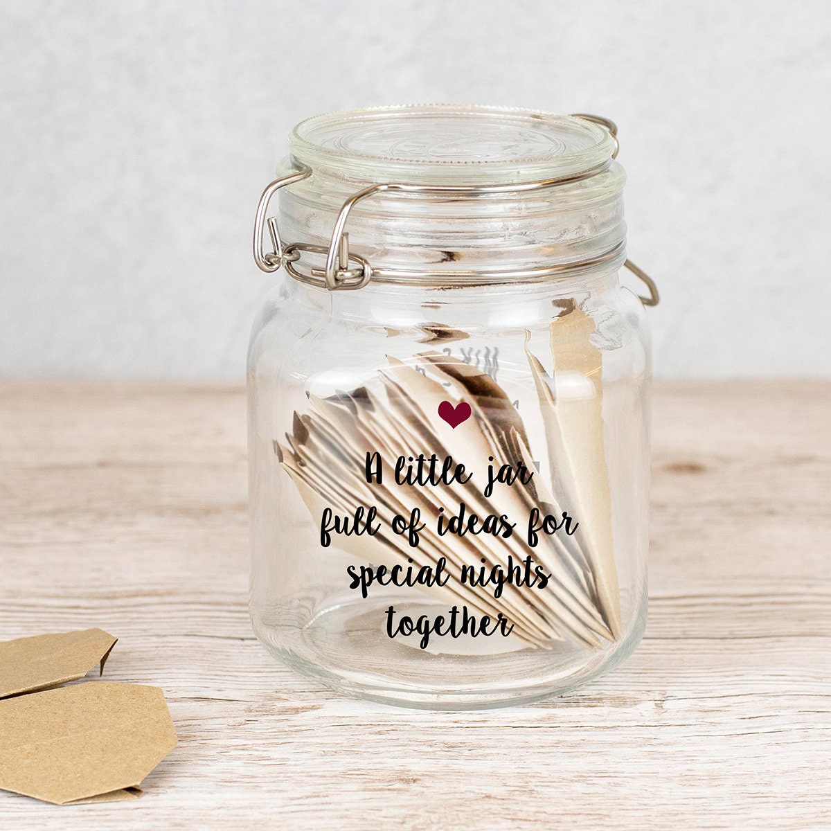 Date Night Ideas for the Happy Couple - Idea Jar Card - Wedding Advice  Cards - Gold Heart - 4x4 Square - Pack of 40