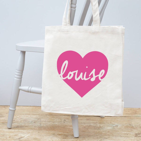 Personalised Heart Canvas Bag