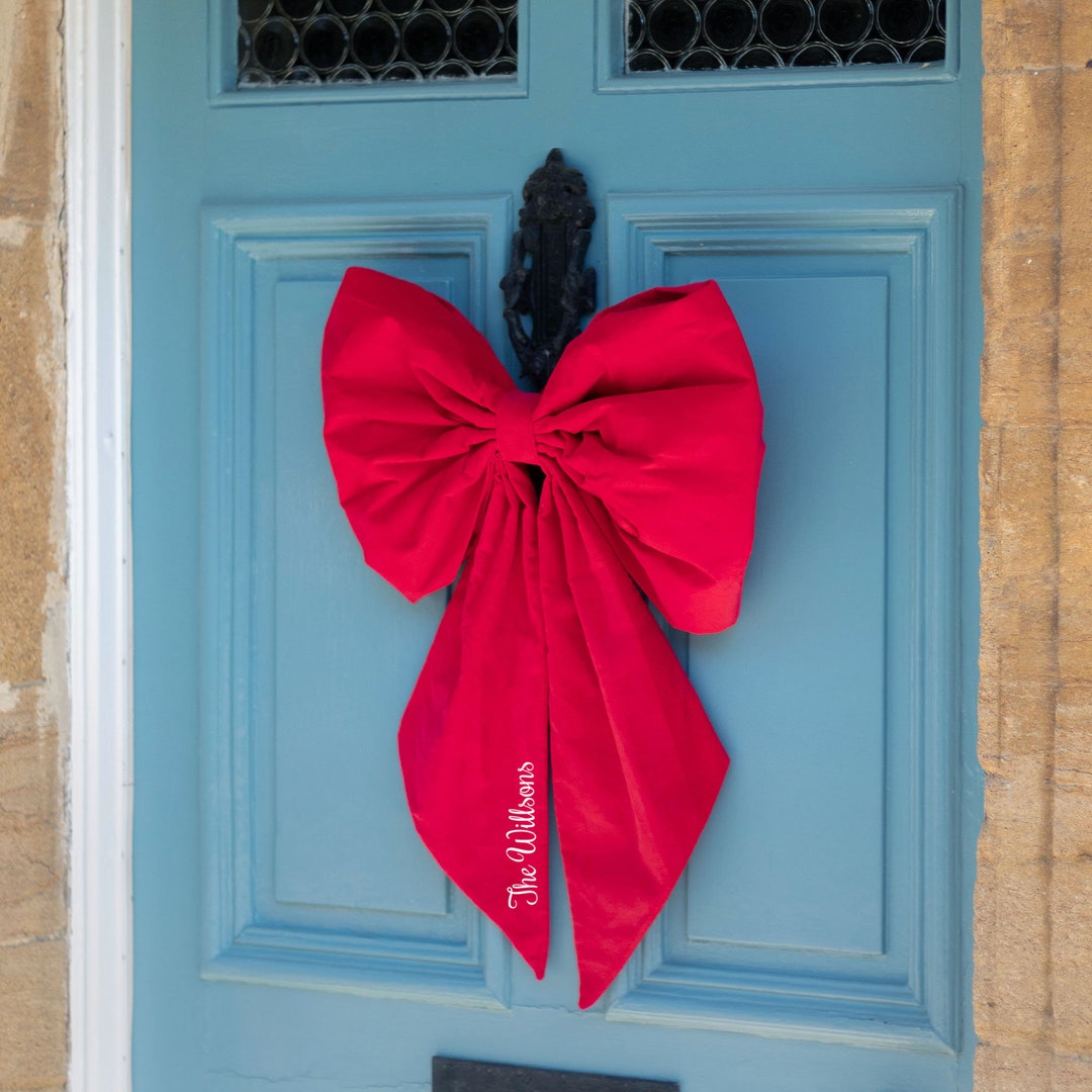 Personalised Handmade Christmas Door Bow, Custom Festive Door Decor
