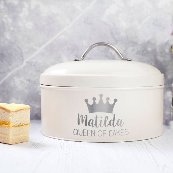 Personalised Large Airtight Cake Tin, Queen of Baking Cake Tin