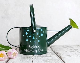 Personalised kid’s green watering can, Custom house plant tools, Children’s small watering can gift for granddaughter, Indoor & outdoor use