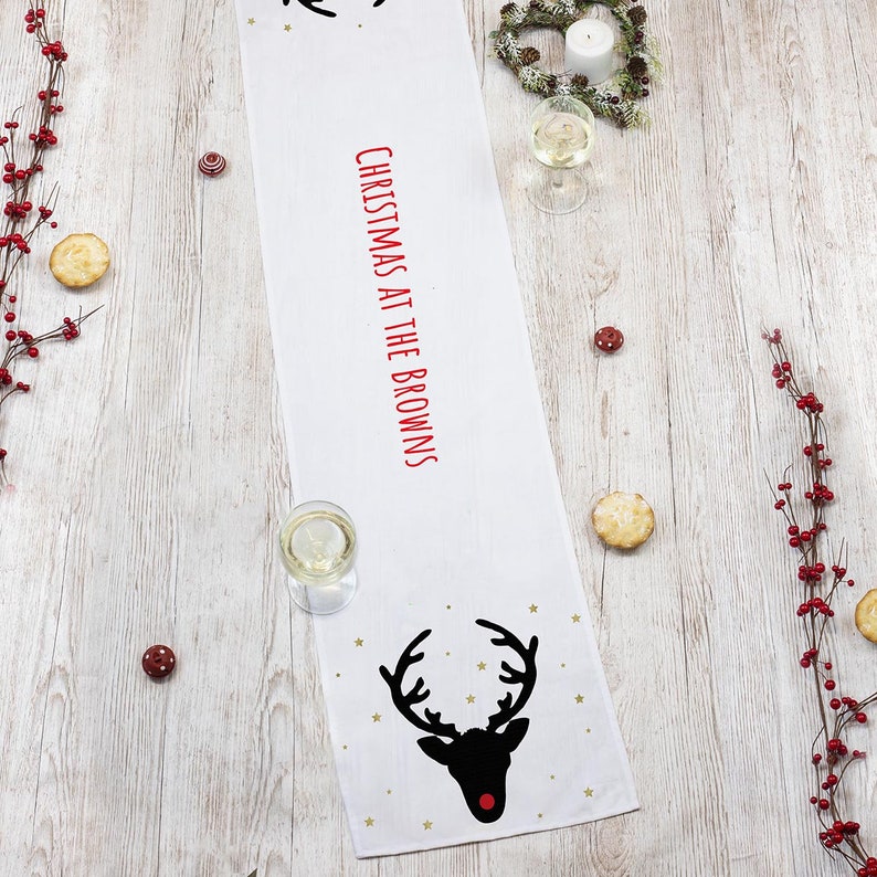 Personalised Stag Christmas Table Runner Etsy