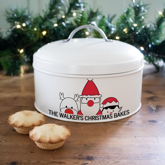 Personalised Christmas Cake Tin Xmas Kitchenware Christmas Storage