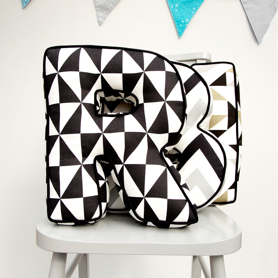 Personalised Monochrome Letter Cushion Etsy