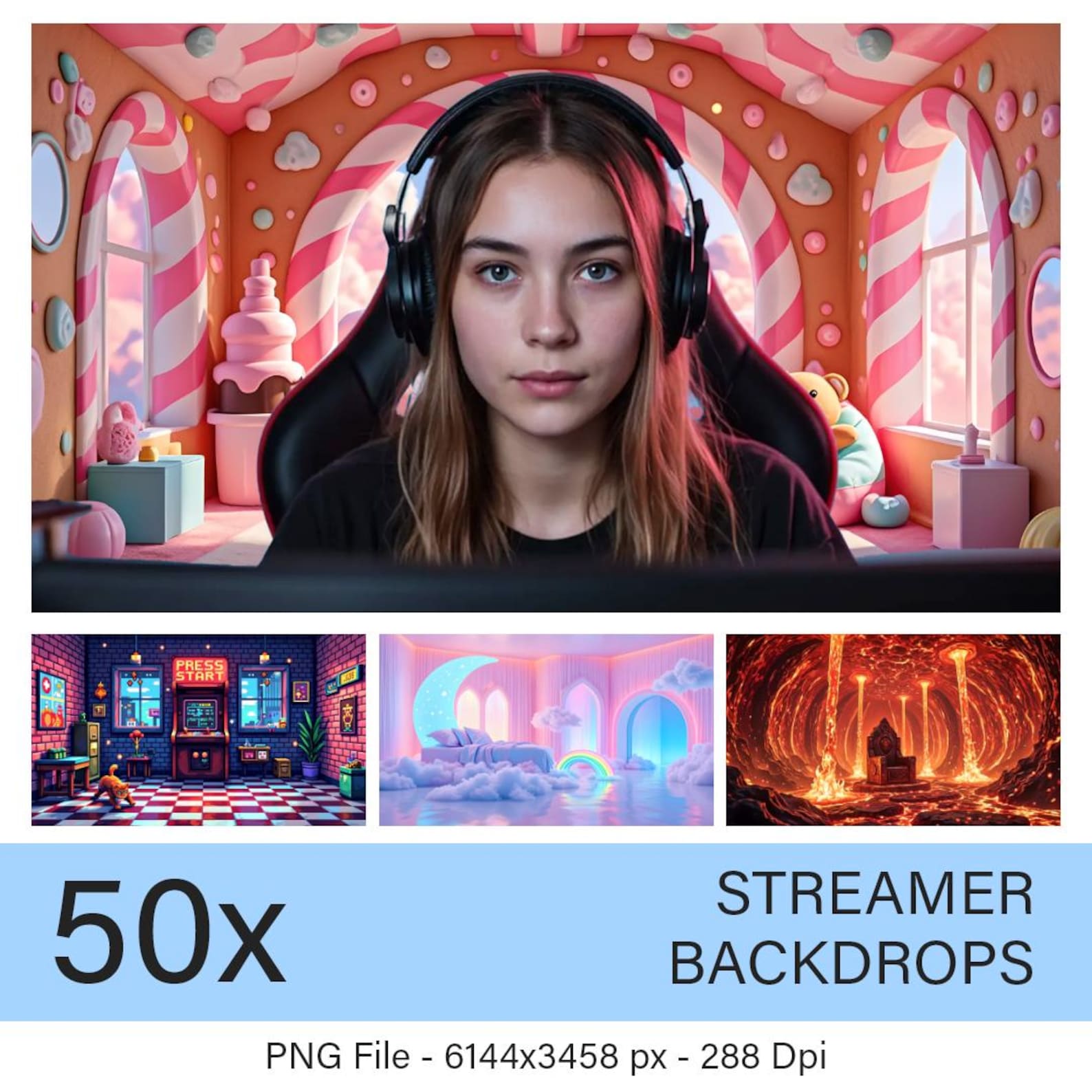 50x Streamer Background for Twitch, Vtuber, and Youtube Aesthetic Zoom ...