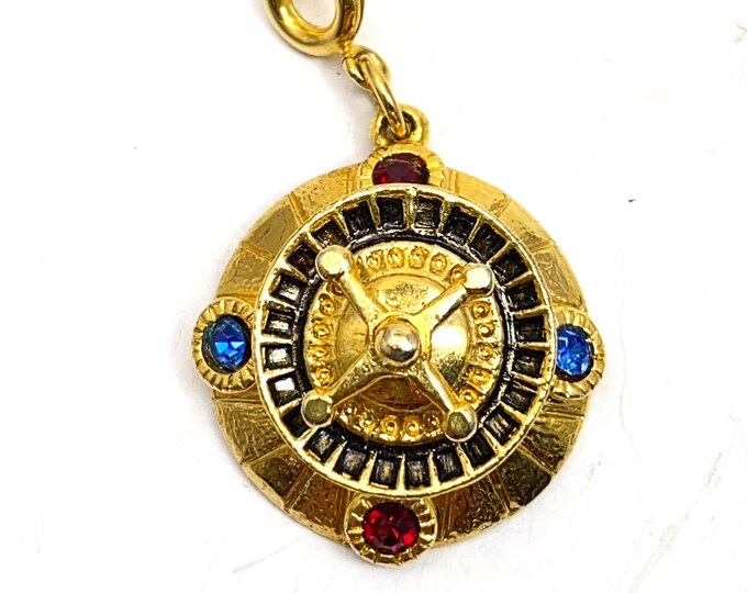 Vintage Roulette Wheel Charm Spinner Rhinestone Casino Lucky Etsy