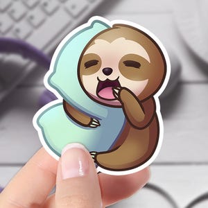 Cute Sloth Sticker ~ Waterproof Vinyl Sticker for Laptop, Vehicle, Waterbottle and More