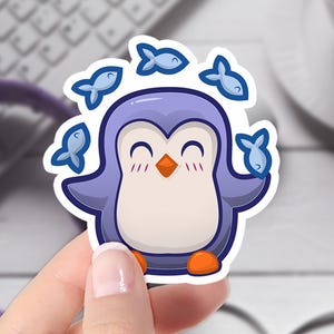 Cute Penguin Sticker ~ Waterproof Vinyl Sticker for Laptop, Vehicle, Waterbottle and More