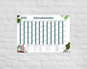 Calendario da parete, calendario annuale, calendario festivo 2025 Germania A1 da stampare autonomamente, perfetto per la casa e l'ufficio