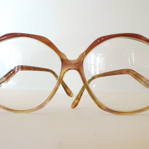 Faberge 1970s Oversized Glam Rock Eyeglass Frames, Designer Frame France Rose Eye or Sunglasses