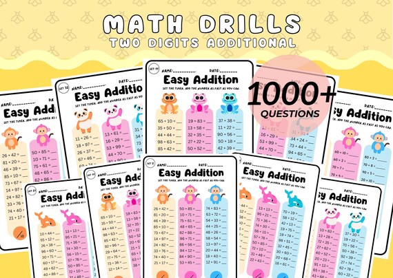 Maths Drill Addition 1000+ Equation Worksheets Printable Number 1 to 100 Practice Speed Counting For Kids Addition Homework Maths Worksheet