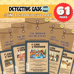 Kids Detective Case Bundle Pretend Play Preschool Printable Mystery Case File Junior Detective Activity Problem Solving Game for Kids PDF
