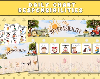 Farm Kids Flip Chart Morning & Evening , Planning Toddler Bedtime Routine, Daily Visual Schedule, Routine Chore Montessori