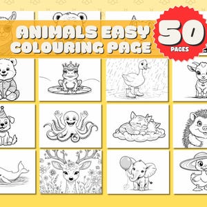 Funny Cute Animals Colouring Book For Kids Cute Easy Preschool Colouring Worksheet Printable Colouring Sheet For Toodlers