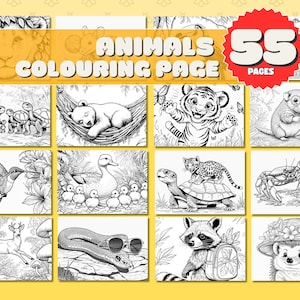 Animal Colouring Book Kids Colouring Book Adult Toddler Animal Realistic Animal Activity Book Printable Colouring Digital Download