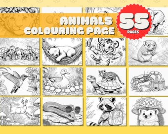 Animal Colouring Book Kids Colouring Book Adult Toddler Animal Realistic Animal Activity Book Printable Colouring Digital Download