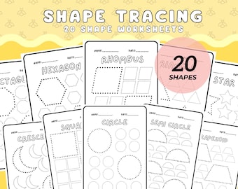 2D Shape Tracing Preschool Worksheet Fun Pre-Writing Practice Tracing Shape Activity For Kids Printable Shape Tracing Sheet