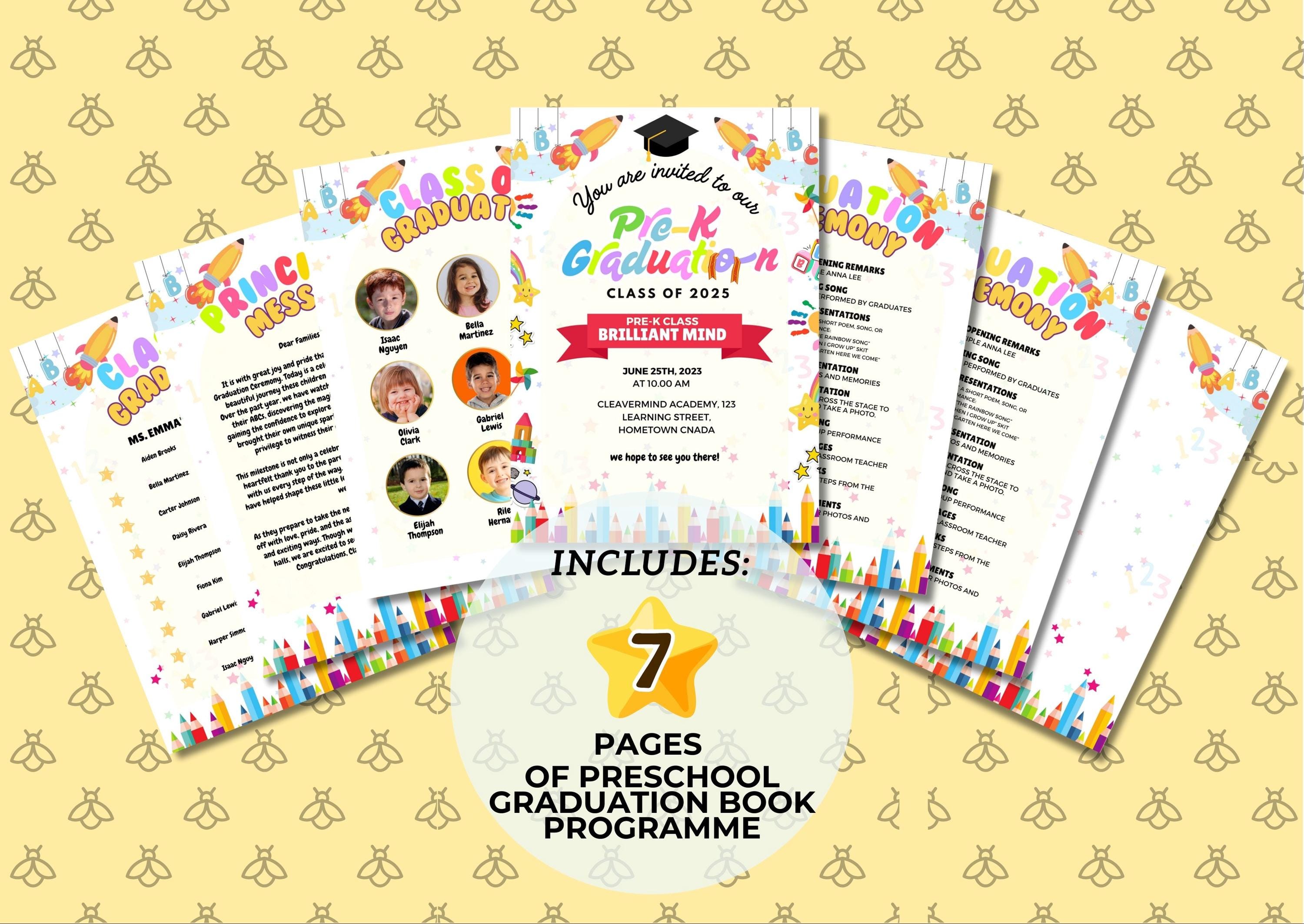 Program Level Image Grad Underg Preschool Graduation Program Template Class of 2025 Pre-k Printable ...