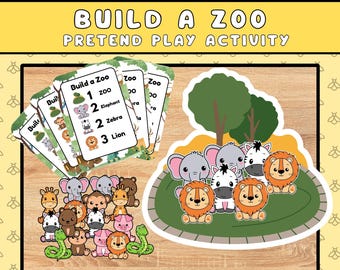 Bauen Sie einen Zoo Pretend Play Vorschule druckbare beschäftigt Buch Kindergarten druckbare Kleinkind Aktivität Vorschulaktivität Sofort-Download