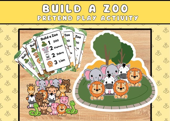 Build A Zoo Pretend Play Preschool Printable Busy Book Kindergarten Printable Toddler Activity Preschool Activity Instant Download