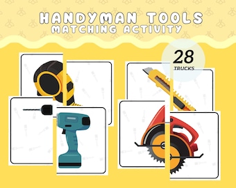 Matching Handyman Tools Activity Fun Construction Matching Game Fun Educational Activity for Preschool Boys Printable Learning Game