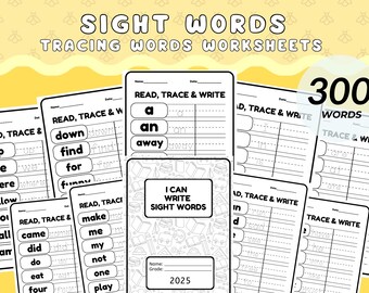 Sight Words Kindergarten Preschool Worksheets Homeschool Activity Pages 1st Grade Handwriting and Spelling Activities Printable Sheet