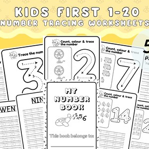 First 20 Number Tracing Worksheets Preschool Traceable Printable 1-20 Homeschool Printable Number Tracing Numbers Handwriting Practice
