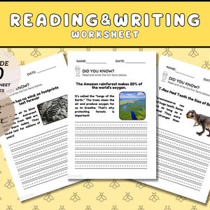 Reading and Writing Practise Worksheets, Printable Sentences Writing Fun Facts, Elementary School Worksheets, Homeschool Activities
