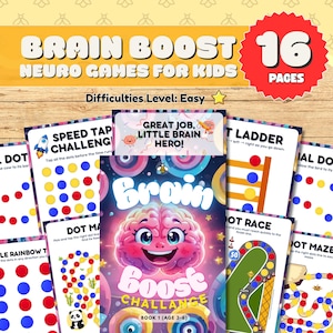 Juegos neurológicos, actividad de motricidad fina para niños, libro de juegos mentales, cuaderno de desarrollo cerebral, actividad de entrenamiento cerebral para preescolares, imprimible, para niños pequeños.